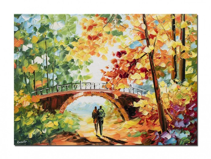 Tablou indragostiti pictat manual, Armonie in doi, stilizat, 70x50cm ulei pe panza, superb