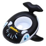 Colac gonflabil Edman Summer fish, cu suport pentru copii, tip peste, Negru