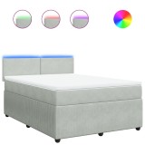 Cumpara ieftin Pat box spring cu saltea, gri deschis, 140x200 cm, catifea