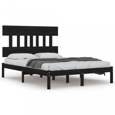 Cadru de pat Super King 6FT, negru, 180x200 cm, lemn masiv foto
