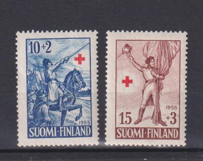 FINLANDA CRUCEA ROSIE 1955 MI: 447-448 MNH foto