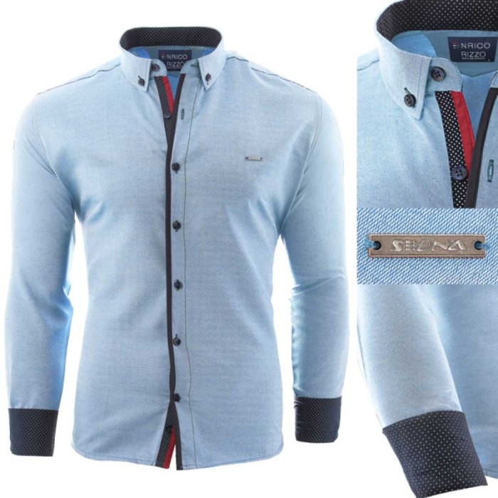 Camasa pentru barbati, slim fit, albastru deschis, casual, cu guler - enrico rizo willow Camasa pentru barbati, slim fit, albastru deschis, casual, cu guler - enrico rizo willow