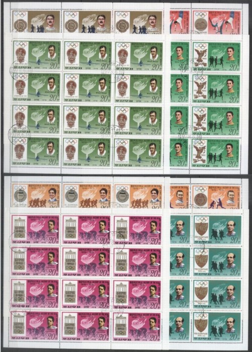 Korea 1978 Sport, Olympics, 14 perf. blocks x 12 stamps, used T.238