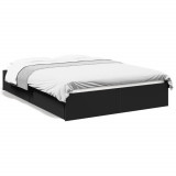 VidaXL Cadru de pat cu sertare, negru, 135x190 cm, lemn prelucrat
