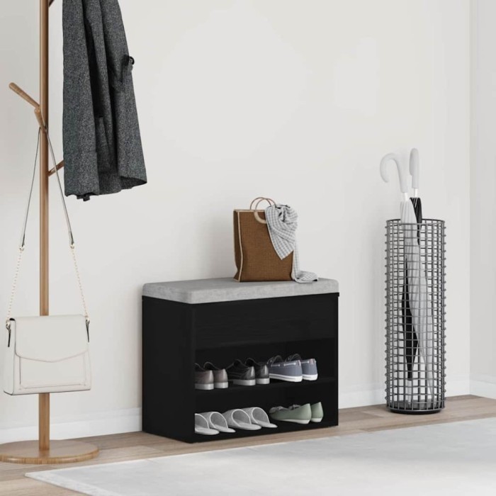 vidaXL Bancă pentru pantofi Stejar negru 60 x 30 x 45 cm Lemn compozit 862702