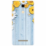 Husa silicon pentru Xiaomi Remdi Note 3, Sunflower On Blue Wood