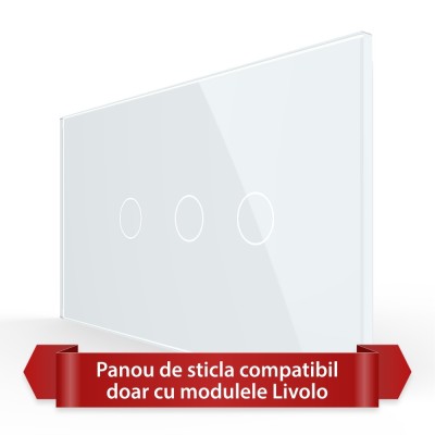 Panou Intrerupator Simplu + Dublu cu Touch LIVOLO din Sticla, Standard Italian - 4M SmartElectro IntelligentHouse foto