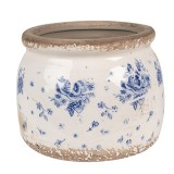 Cumpara ieftin Set 2 ghivece flori ceramica bej albastra 12x10 cm
