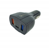 Cumpara ieftin Incarcator rapid auto 35W, cu 3 porturi, USB tip C, USB QC 3.0 si USB 3.5A, 12 - 32 V, cu protectie, negru, Oem