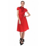 Rochie rosie tip camasa, cu maneca scurta, 36