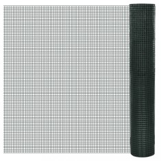 vidaXL Plasă de s&acirc;rmă găini, verde, 25 x 1 m, oțel galvanizat cu PVC