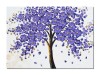 Tablou copac vietii pictat manual, Bucurie in violet, 70x50cm ulei pe panza in cutit efect 3D