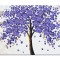 Tablou copac vietii pictat manual, Bucurie in violet, 70x50cm ulei pe panza in cutit efect 3D