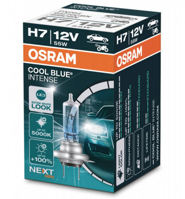 Bec Osram H7 12V 55W Cool Blue Intense Next Generation Extra White Look 5000K +100% 64210CBN foto