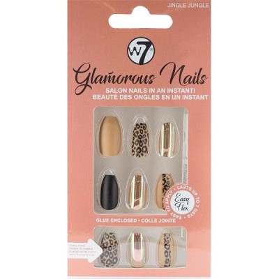 Set 24 unghii false, W7, Glamorous Nails, Jingle Jungle, Adeziv inclus foto