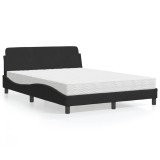 VidaXL Pat cu saltea, Dover, negru, 120x200 cm, catifea 3208373