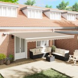 vidaXL Marchiză Manuală Retractabilă cu LED Bej 500x350 cm