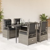 Gossi set mobilier de gradina cu perne, 5 piese gri deschis poliratan