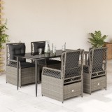 Set mobilier de gradina cu perne, 5 piese gri deschis poliratan GartenMobel Dekor, vidaXL