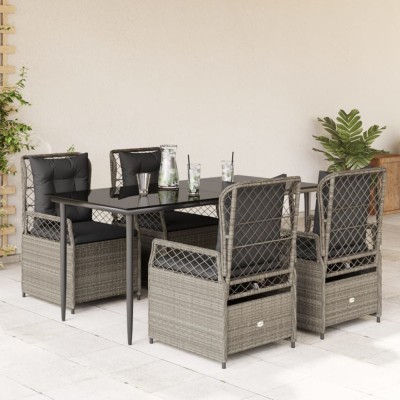 Gossi set mobilier de gradina cu perne, 5 piese gri deschis poliratan foto