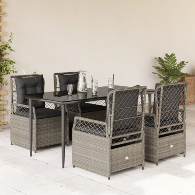 Set mobilier de gradina cu perne, 5 piese gri deschis poliratan GartenMobel Dekor foto