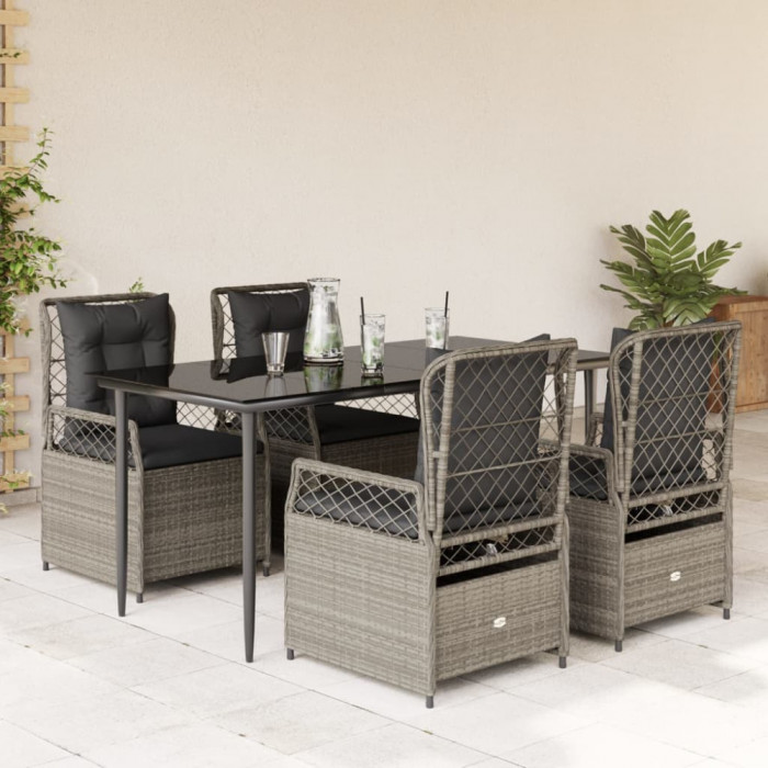 Gossi set mobilier de gradina cu perne, 5 piese gri deschis poliratan