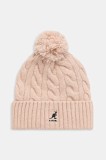 Kangol căciulă din amestec de l&acirc;nă POMPOM culoarea roz, K4460SM.LP683