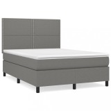 Cumpara ieftin Pat box spring cu saltea, gri inchis, 140x200 cm, textil