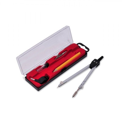 Set Compas Geometrie, Metalic, 5 Piese, Culoare Negru Argintiu foto