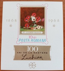 RO.-1968-&amp;#039;&amp;#039;Pictura-FLORI&amp;#039;&amp;#039; de LUCHIAN-COLITA-MNH LUX -NESTAMPIL.-VEZI SCAN foto