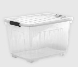 Cutie Depozitare Sterk TIDY 72L, Roti, Plastic Transparent, 44.5x62.2x40cm