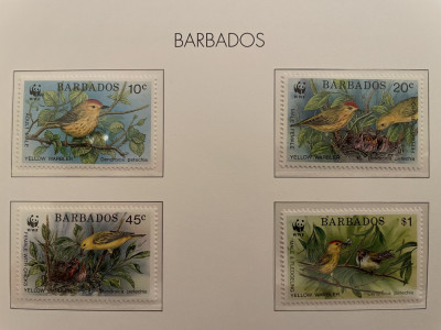 Barbados - Serie timbre pasari, fauna nestampilate MNH foto