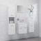 Set mobilier de baie, alb extralucios, lemn prelucrat