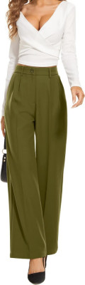 ZO Pantaloni cu picior larg pentru femei cu talie elastică ridicată &amp;icirc;n pantaloni foto