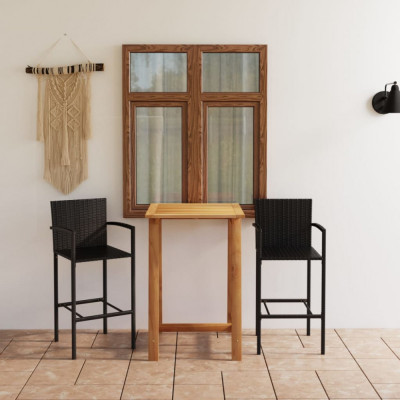 Set mobilier de bar de gradina, 3 piese, negru GartenMobel Dekor foto