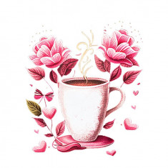 Sticker decorativ Ceasca de cafea, Roz, 67 cm, 6113ST