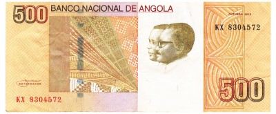 Angola 500 Kwanzas 2012 P-155 seria KX8304572 foto