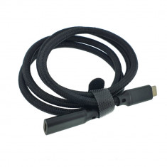 Cablu premium prelungitor USB-C mama la USB-C tata, USB 3.1 Gen2, viteza 10 Gbps, 1m, PD fast charge, cu invelis textil, negru