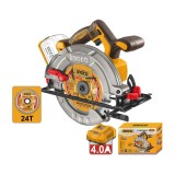 Fierastrau Circular Profesional 20V 185mm Brushless INGCO CSLI18513E, 4800 rpm, taiere 65mm la 90&deg;, 45mm la 45&deg;, ax 20mm, 1 acumulator 5Ah + incarcato