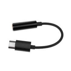 Cablu Audio Adaptor Negru USB Tip-C la Stereo 3.5 mm foto