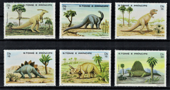 S. TOME E PRINCIPE 1982 - Dinozauri/ serie completa MNH (CV 22&euro;)