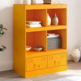 Noptiera Gossi Galben Mustar 67x39x95 cm Otel, 2 Sertare, 4 Rafturi, Living/Dormitor