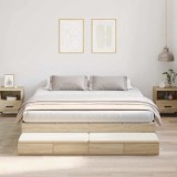 VidaXL Cadru de pat cu depozitare Stejar Sonoma 236.5 x 200 x 31.5 cm