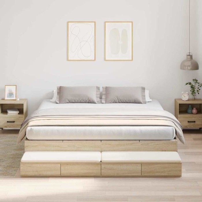 vidaXL Cadru de pat cu depozitare Stejar Sonoma 236.5 x 180 x 31.5 cm
