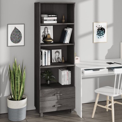 vidaXL Dulap &amp;icirc;nalt &amp;bdquo;HAMAR&amp;rdquo; gri deschis 60x35x180 cm, lemn masiv de pin 340491 foto