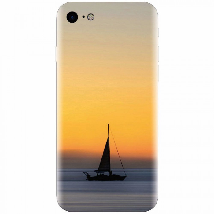 Husa silicon pentru Apple Iphone 7, Wind Sail Boat Ocean Sunset