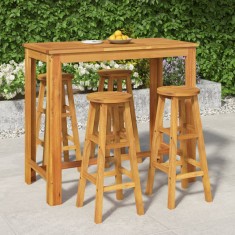 vidaXL Set bar de gradina, 5 piese, lemn masiv de acacia foto