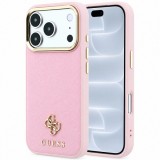 Husa MagSafe pentru Apple iPhone 18 Pro / 17 Pro, Guess, Saffiano Small 4G Classic, Roz
