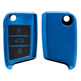Husa Cheie Auto pentru VW - 3 Butoane, Silicon, Albastru, 48037.98, Kwmobile