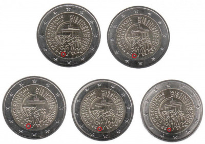 monede euro GERMANIA 2015, 5x2 euro (ADFGJ) Unificare - UNC foto
